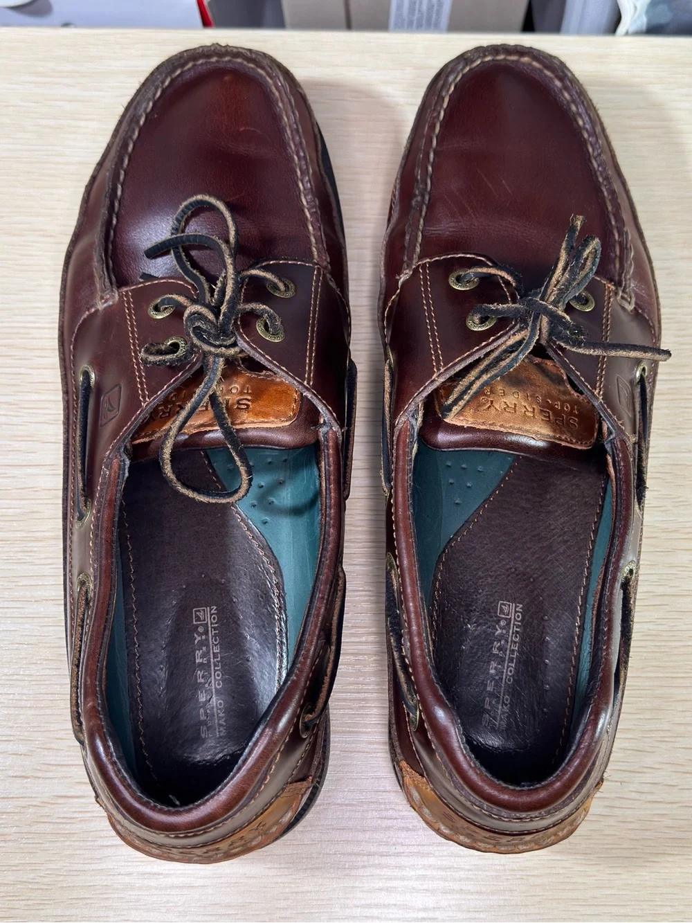 Sperry Top Sider Mako Collection Brown Leather Boat Loafer Shoes Men 10.5 Wide